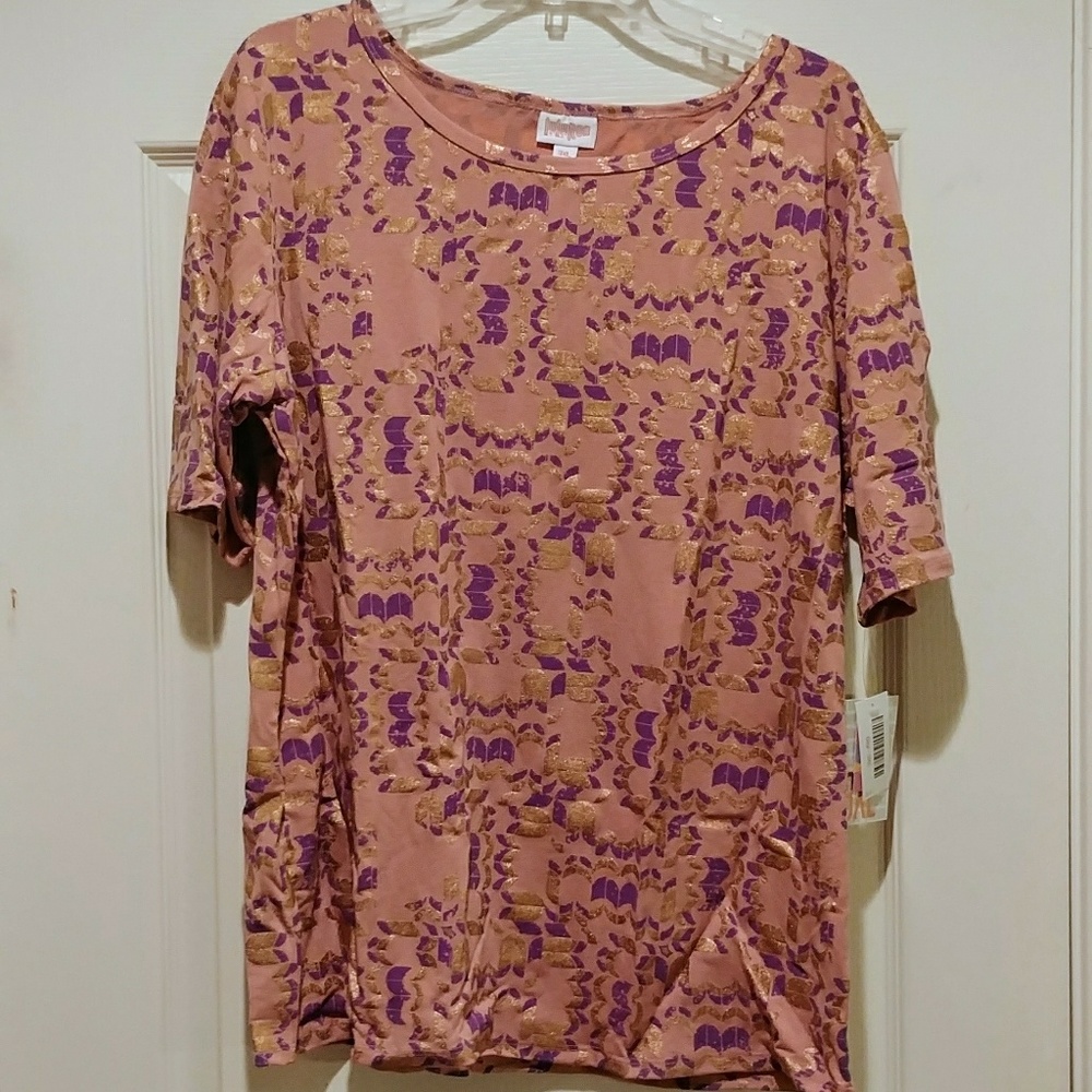 New! LuLaRoe Elegant Pink/Gold Gigi Top! 3XL